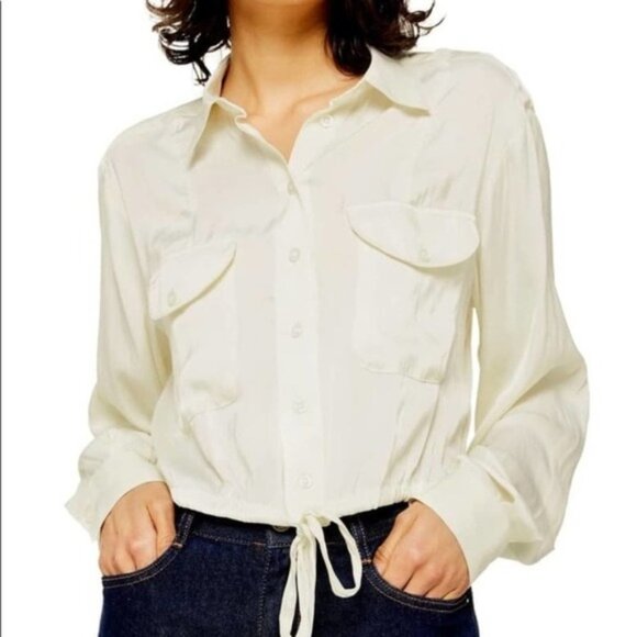 Topshop Tops - Topshop Cream Button-Up Blouse